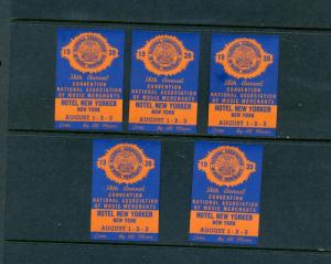 5 VINTAGE 1939 NATIONAL ASSOCIATION MUSIC MERCHANTS CONV. POSTER STAMPS (L500)