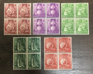 Pakistan 1962 Small industries Cricket badminton tennis SG163-67 block MNH 