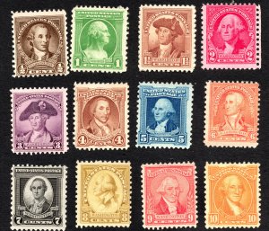 US 1932 Washington Bicentennial Stamp set #704-15 MNH CV $33.25