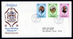 Antigua 623-625 Royal Wedding Typed FDC