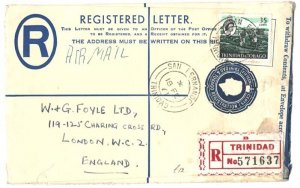 Trinidad & Tobago 1969 15c Registered Envelope up-rated 35c H&G10 fine used SA