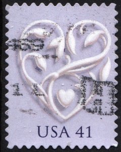 SC#4151 41¢ Wedding Hearts Booklet Single (2007) Used