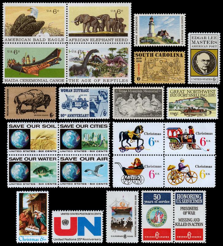 United States Scott 1387-1422 (1970) Mint NH VF Complete Year Set