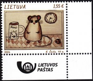 LITHUANIA 2024-05 ART Child's Drawing: Pet Mouse. Logo CORNER, MNH