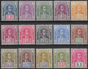 1928-29 Sarawak Sir Charles Vyner Brooke 15v. MNH SG n. 76/90