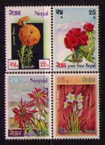 NEPAL Sc# 224 - 227 MNH FVF Set 4 Flowers Marigold Poinsetta