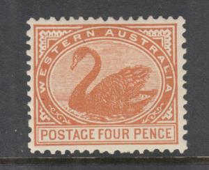 Western Australia Sc 93, SG 142a MLH. 1906 4p orange brown Swan, dist OG