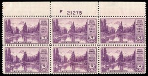 USA 742 Unused (MH) Plate Block of 6