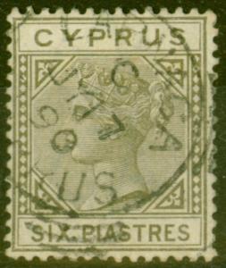 Cyprus 1882 6pi Olive-Grey SG21 Fine Used