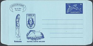 VANUATU 1986 30v aerogramme opt Stampex Adelaide - unused...................L154