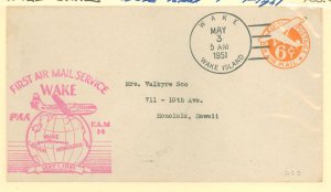 US UC3 1951 FAM14 First Flight: Honolulu - Wake Island - Guam cover