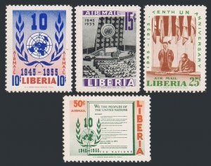 Liberia C93-C96, MNH. Mi 483-486. UN, 10th Ann.1955. UN Charter,General Assembly