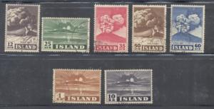 Iceland Sc 246-52 1948 Hekla Volcano stamp set used