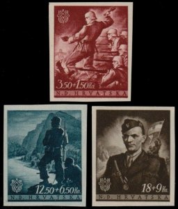 ✔️ CROATIA 1944 - WWII BLACK LEGION - IMPERF - SC. B60/B62 ** MNH OG [CR158]