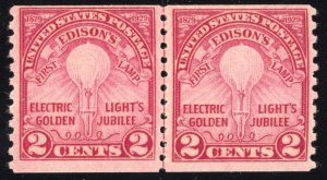 US Scott 656 Mint NH OG Joint Line Pair  1929 Perf 10 Coil T577 bhmstamps