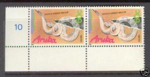 ARUBA Sc# 52 MNH FVF PAIR W/ MGN Snake Cascabel