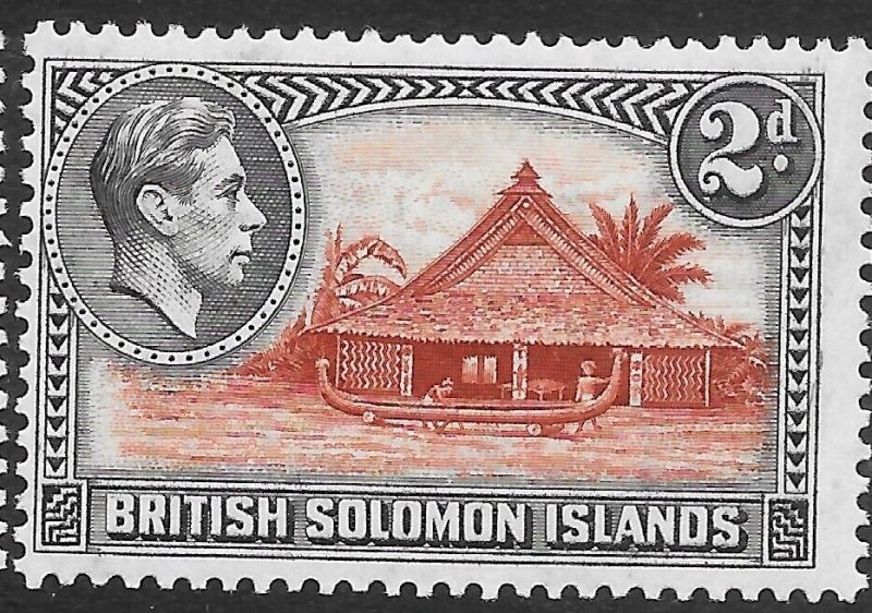 BRITISH SOLOMON IS. SG63 1938 2d ORANGE-BROWN & BLACK p13½ MTD MINT.