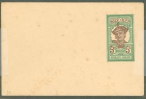 Martinique  1920 5c green & brown, some soiling, flap not stuck