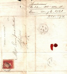 GB WALES Pembroke Cover 1861 Historic CAREW MOUNTAIN Letter LIGHTMAN Rare MS1732 