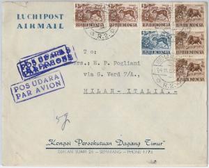 59346 -   INDONESIA - POSTAL HISTORY: COVER to ITALY - 1957 - ANIMALS