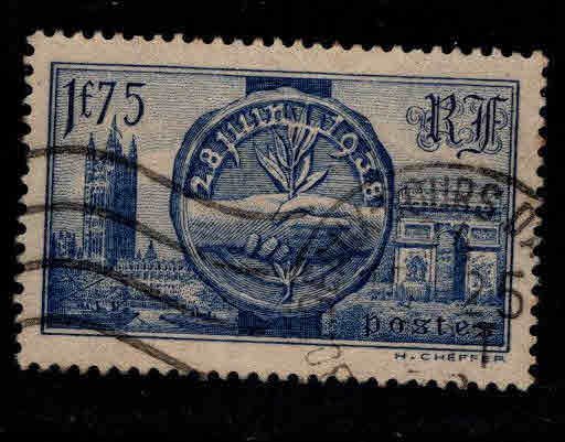 France Scott 352 Used Peace and Friendship stamp 1938 KGVi Queen Elizabeth visit