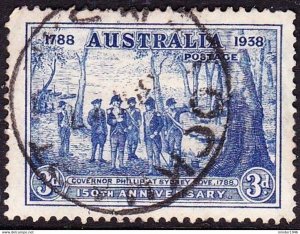 AUSTRALIA 1937 3d Bright Blue 150th Anniv of Foundation of NSW SG194 FU