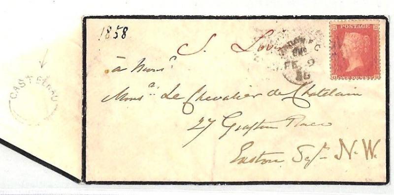 GB MIDDX Cover *CASTELNAU* Single Arc UDC 1858 Undated Circle London SG.40 BK231 