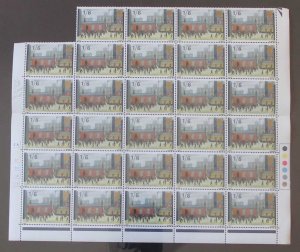 SG W121f 1967 1/6 British Paintings with Extra Window Flaw Block of 29 U/M