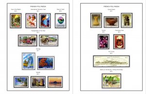 COLOR PRINTED FRENCH POLYNESIA 2011-2020 STAMP ALBUM PAGES (45 illustr. pages)