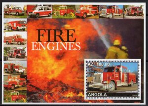 Angola 2002 FIRE ENGINES - FIRE BRIGADE Souvenir Sheet #1 Perforated MNH