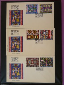 textile art set of 3 FDC Romania 1975