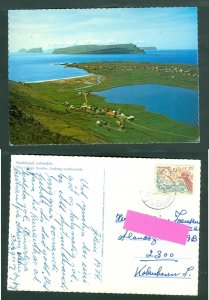 Faroe Islands.1974 Postcard. Sandsbygd. Dk. Stamps 70 Ore Church Painting. Denm.