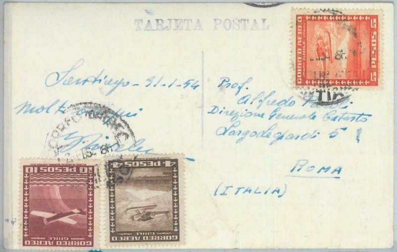 81553 - CHILE - POSTAL HISTORY -   POSTCARD  to ITALY  1954