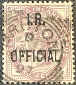GREAT BRITAIN # O4-USED--SINGLE--LILAC--I.R.-OFFICIAL--1885