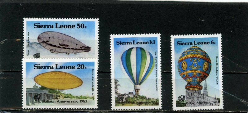 SIERRA LEONE 1983 AVIATION/BALLOONS SET OF 4 STAMPS MNH