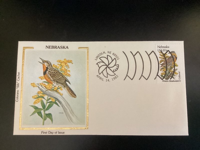 US Scott #1979 Nebraska FDC unaddressed Colorano Silk West Meadowlark Goldenrod