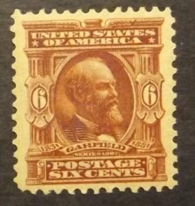 # 305, 6c James Garfield, claret, Wmk, perf. 12, MH, 1903 (8297)