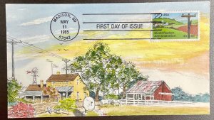 2144 Ham hand painted cachet Rural Electrification Admin FDC #54 of 250  1985