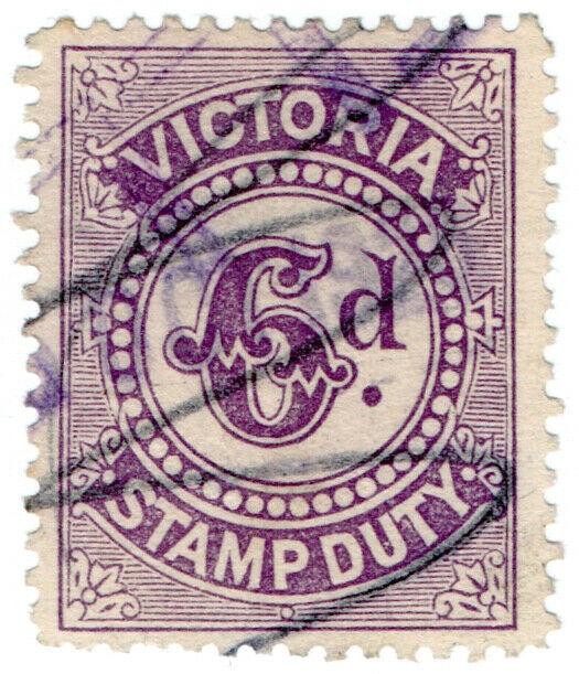 (I.B) Australia - Victoria Revenue : Stamp Duty 6d (inverted watermark)