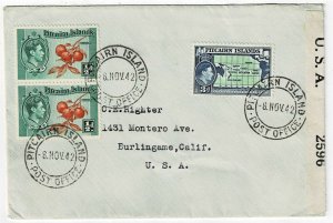 Pitcairn Island 1942 cover to the U.S., censored upon arrival