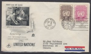 United Nations Scott 25-6 Combo Art Craft FDC - Intl. Labor Organization