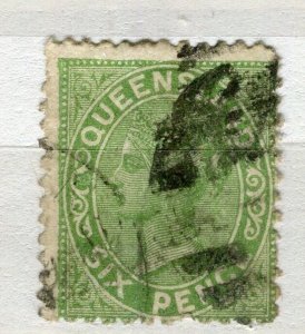 QUEENSLAND; 1880s early classic QV issue fine used Shade of 6d. value