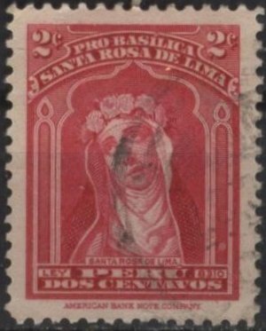 Peru RA28 (used) 2c St. Rosa of Lima, car rose (1937)