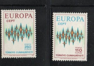 Turkey Sc 1907-08 1972  Europa stamp set mint NH