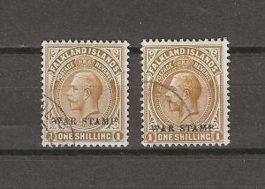 FALKLAND ISLANDS  1918/20 SG 72, 72a USED