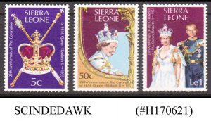 SIERRA LEONE - 1977 SILVER JUBILEE OF CORONATION OF QEII - 3V MNH