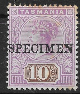 AUSTRALIA - TASMANIA SG224s 1892 10/= MAUVE & BROWN SPECIMEN MTD MINT, TONING