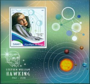 CONGO - 2018 - Tribute to Stephen Hawking - Perf Souv Sheet #2 - MNH