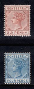 MOMEN: MONTSERRAT STAMPS SG # 4-5 1880 CROWN CC MINT OG H £400 LOT #68844*