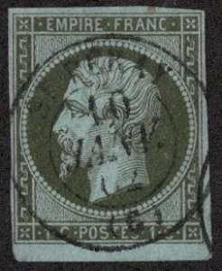 FRA SC #12 U 1860 Emp Napoleon III 4 margins w/thins CV $62.50